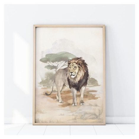 Nástěnný safari plakát s motivem lva