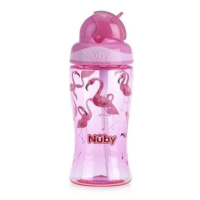 NUBY Netekoucí se sklápěcím brčkem 360 ml růžová