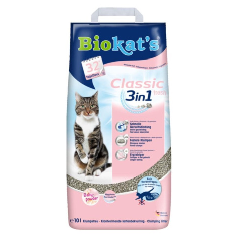 Biokat's Classic Fresh 3in1 Baby Powder stelivo pro kočky 10 l