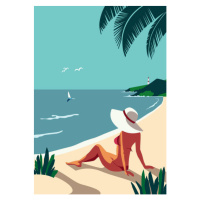 Ilustrace Relax on tropical seaside sand beach vector poster, Svetlana Aganina, 30 × 40 cm