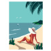 Ilustrace Relax on tropical seaside sand beach vector poster, Svetlana Aganina, 30 × 40 cm