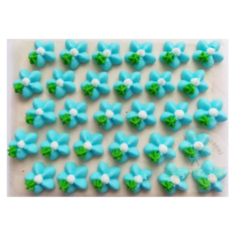 Cukrové květy modré s bílým středem  na platíčku 30ks - Fagos