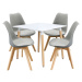 Jídelní SET stůl FARUK 80 x 80 cm + 4 židle TALES, bílá/šedá
