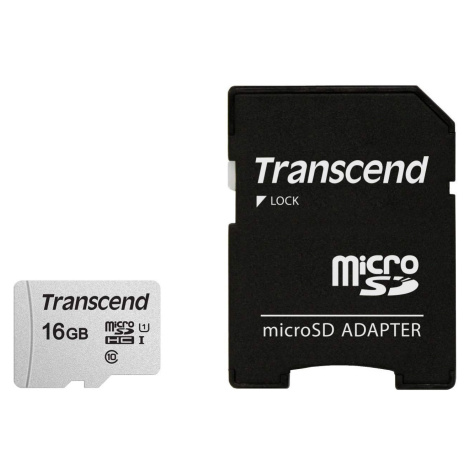Transcend Micro SDHC 300S 16GB 95MB/s UHS-I U1 + SD adaptér - TS16GUSD300S-A