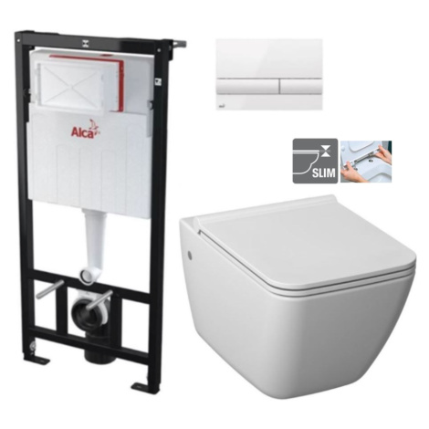 ALCADRAIN Sádromodul předstěnový instalační systém s bílým tlačítkem M1710 + WC JIKA PURE + SEDÁ