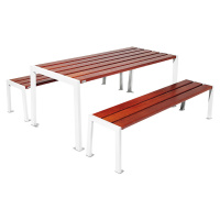 PROCITY Sestava stolu a laviček Silaos®, délka 1800 mm, bílá / mahagon