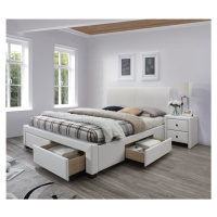 Dvoulůžková postel MODENA 2 –⁠ 160x200, PU kůže, bílá