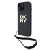 DKNY PU Leather Stack Logo Wrist Strap kryt iPhone 14 černý