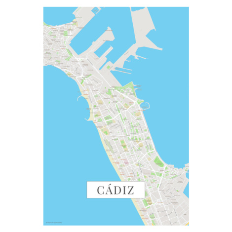 Mapa Cadiz color, 26.7 × 40 cm