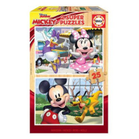 Educa Dřevěné puzzle Mickey a přátelé 2x25 dílků