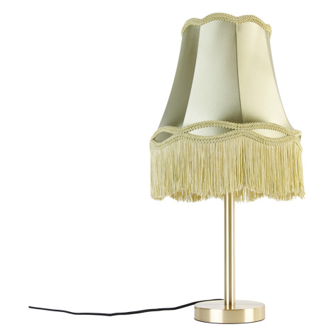 Klasická stolní lampa mosazná s odstínem babička zelená 30 cm - Simplo QAZQA