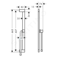 Hansgrohe 24402670 - Sprchová tyč 66 cm, se sprchovou hadicí, matná černá