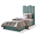 Tyrkysová čalouněná jednolůžková postel s úložným prostorem s roštem 90x200 cm Dreamy Aurora – M