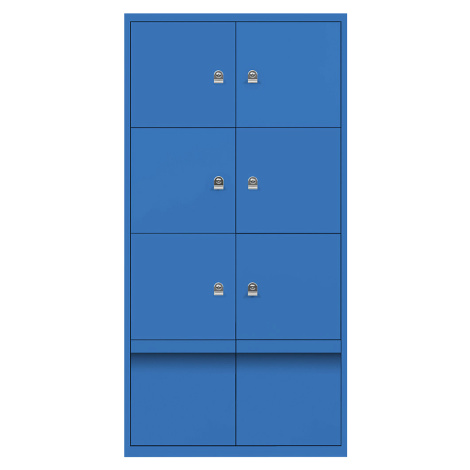 BISLEY LateralFile™ Lodge, se 6 uzamykatelnými boxy a 2 zásuvkami, výška vždy 375 mm, modrá