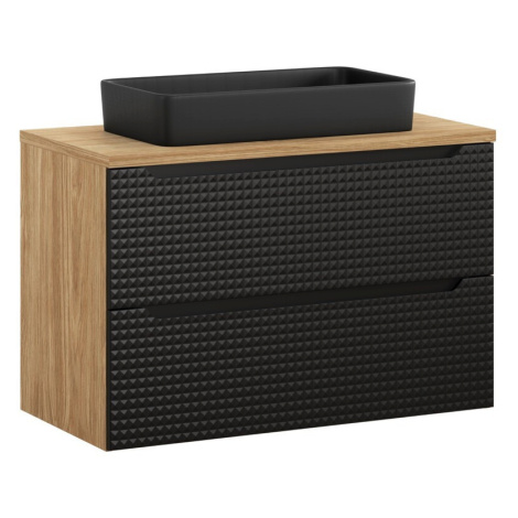 Comad Koupelnová skříňka Luxor Black I s deskou a umyvadlem 90 cm černá/dub olejovaný