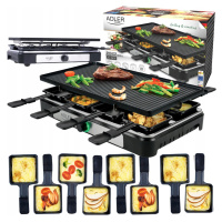 Elektrický gril raclette XXL 1400W pro 8 osob oboustranná deska špachtle