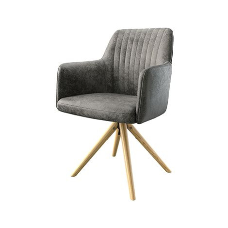 DELIFE Otočná židle Greg-Flex šedý vintage mikrovlákno dřevěná podnož zaoblená