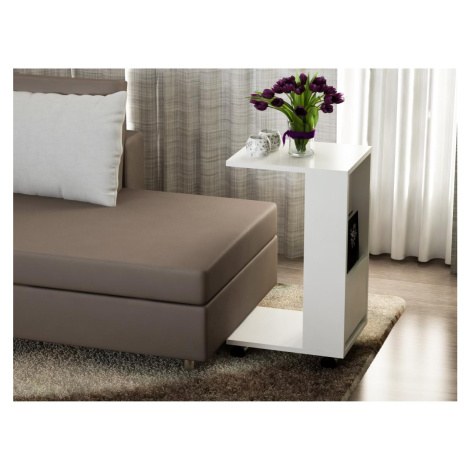 Odkládací stolek AFITAB 73x42 cm bílá Donoci