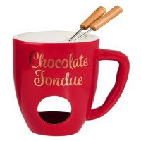 CHOCOLATE FONDUE Hrnek se 2 vidličkami - červená