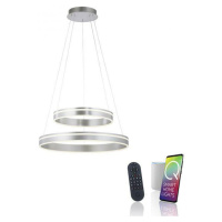 PAUL NEUHAUS Q-VITO LED závěsné svítidlo v barvě oceli s nastavitelnou barvou světla a ovladačem