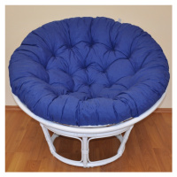 Papasan LUISA — ratan, látka, ⌀110 cm, bílá / více barev Tmavě modrý melír