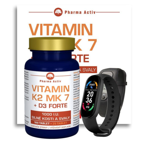 Pharma Activ Vitamín K2 MK 7 + D3 Forte 125 tablet + dárek Fitness náramek