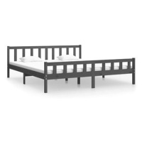 Rám postele šedý masivní dřevo 200 × 200 cm, 810701