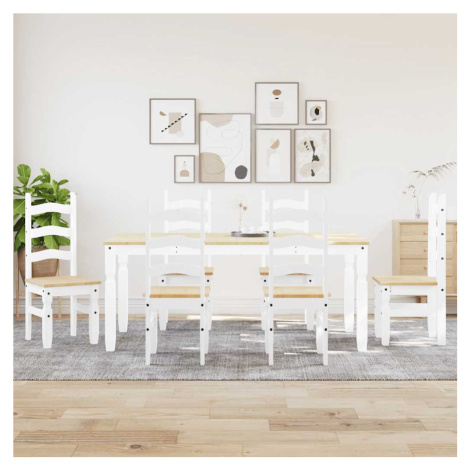 vidaXL Jídelní set ze 7 kusů &quot;Panama&quot; Bílé masivní dřevo borovice
