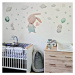 Samolepka do dětského pokoje - Zajíčci s hvězdičkami v mentolové barvě