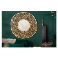 Estila Designové závěsné art-deco zrcadlo Hoja kulatého tvaru z kovové slitiny ve zlaté barvě 11