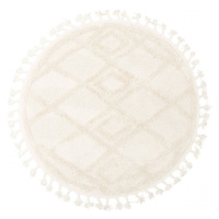 Koberec Berber 6843 romby 3D kruh béžový / krémový