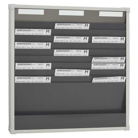 EICHNER Systém třídicích tabulí pro karty, 10 přihrádek, výška 750 mm, se 3 řadami