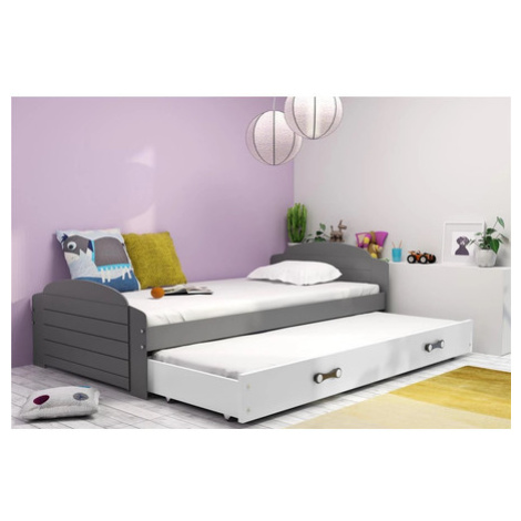 Dětská postel LILI s výsuvným lůžkem 90x200 cm - grafit Bílá BMS