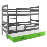 BMS Dětská patrová postel ERYK 3 s přistýlkou | šedá Barva: Šedá / zelená, Rozměr: 200 x 90 cm