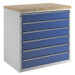 ANKE Skříňka pro pult pro výdej materiálu a nástrojů, 6 zásuvek 150 mm, šedá / modrá
