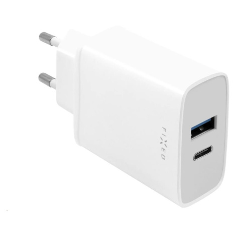 Fixed nabíječka do sítě, konektor USB-C + USB-A, podpora PD, 30 W, bílá