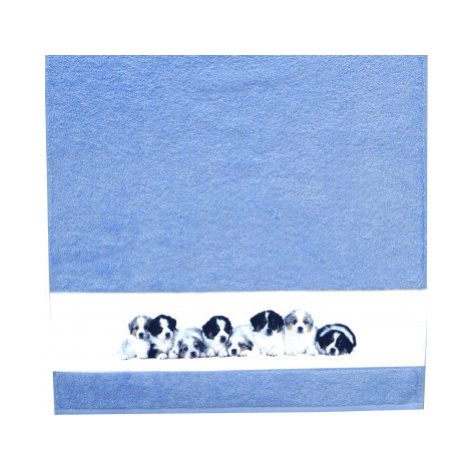 Dětský ručník 50x100 cm, motiv štěňata, modrý Asko
