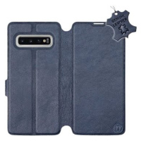 Flip pouzdro na mobil Samsung Galaxy S10 - Modré - kožené - Blue Leather