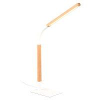 LED stmívatelná stolní lampa v bílé a přírodní barvě s dřevěným stínidlem (výška 73,5 cm) Norris