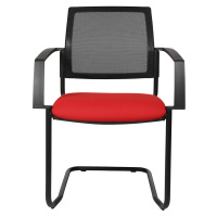 Topstar Síťovaná stohovací židle, křeslo na pružné podnoži, bal.j. 2 ks, červený sedák, černý po