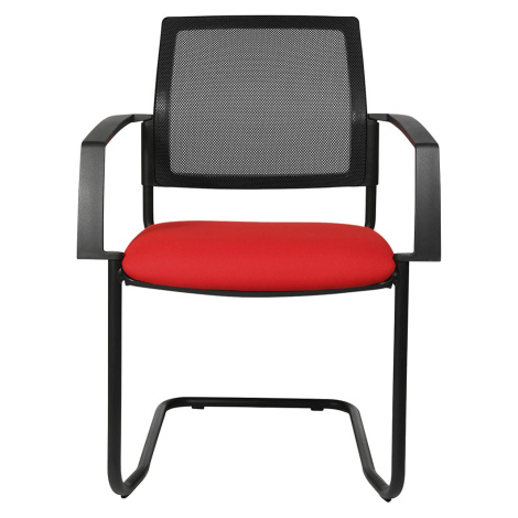 Topstar Síťovaná stohovací židle, křeslo na pružné podnoži, bal.j. 2 ks, červený sedák, černý po