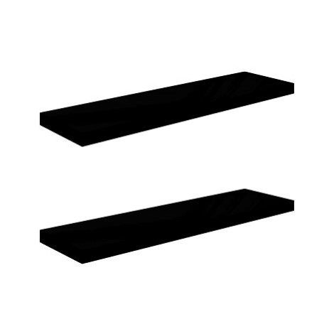 Shumee plovoucí nástěnné 2 ks černé vysoký lesk 90×23,5×3,8 cm, 323776