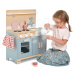 Dřevěná kuchyňka s chlebem Home Kitchen Tender Leaf Toys s čajníkem, šálky a nádobím