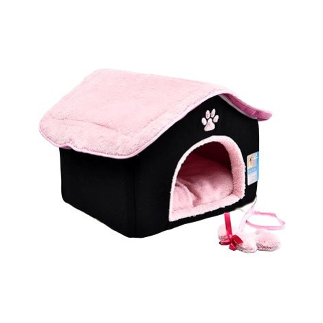 Petproducts Domek růžovo černý 40 × 40 × 34 cm