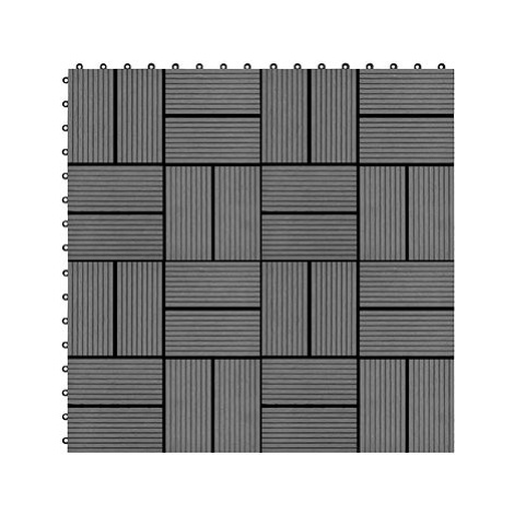 SHUMEE Terasové dlaždice z dřevoplastu 30 × 30 cm, 11 ks, 1 m2, šedé