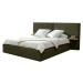 Tmavě zelená čalouněná dvoulůžková postel s úložným prostorem s roštem 160x200 cm Blandine – Bob
