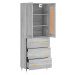 vidaXL Skříň highboard šedá sonoma 69,5 x 34 x 180 cm kompozitní dřevo