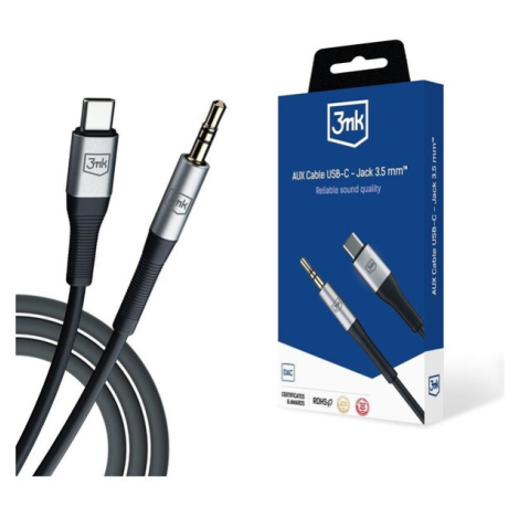 3mk AUX Cable USB-C/Jack 3,5 mm audio kabel, 1m černý