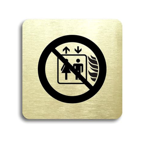 Accept Piktogram "tento výtah neslouží k evakuaci osob" (80 × 80 mm) (zlatá tabulka - černý tisk