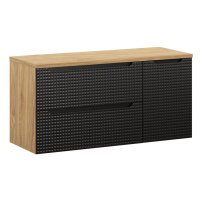 Comad Závěsná skříňka pod umyvadlo Luxor Black s deskou 120 cm černá/dub olejovaný